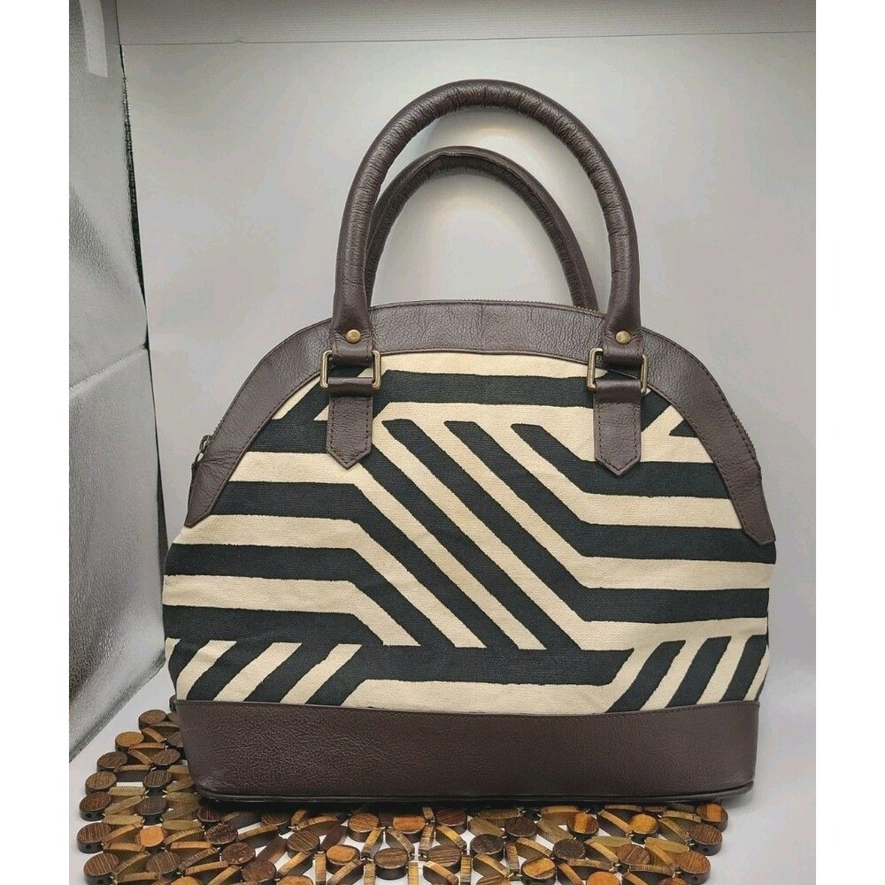 NOONDAY Collection "Best Day Ever" Zebra Cotton w/ Leather Trim Fair-Trade Bag